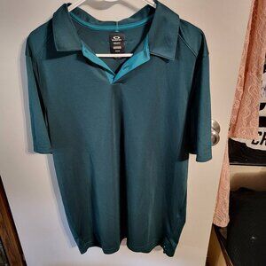 MENS DARK TEAL GREEN OAKLEY POLO SHIRT SZ L